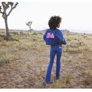 Wrangler Blue Barbie Patch High-Rise Flare Jeans